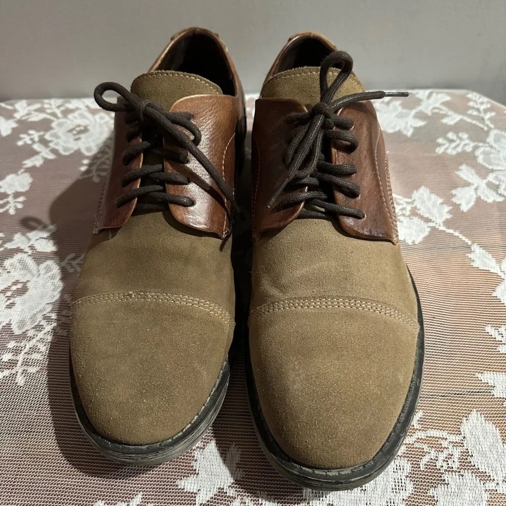 Bed Stu Mens Leather Suede Cap Toe Oxford Dress Shoes Size 10.5‎ Tan Brown